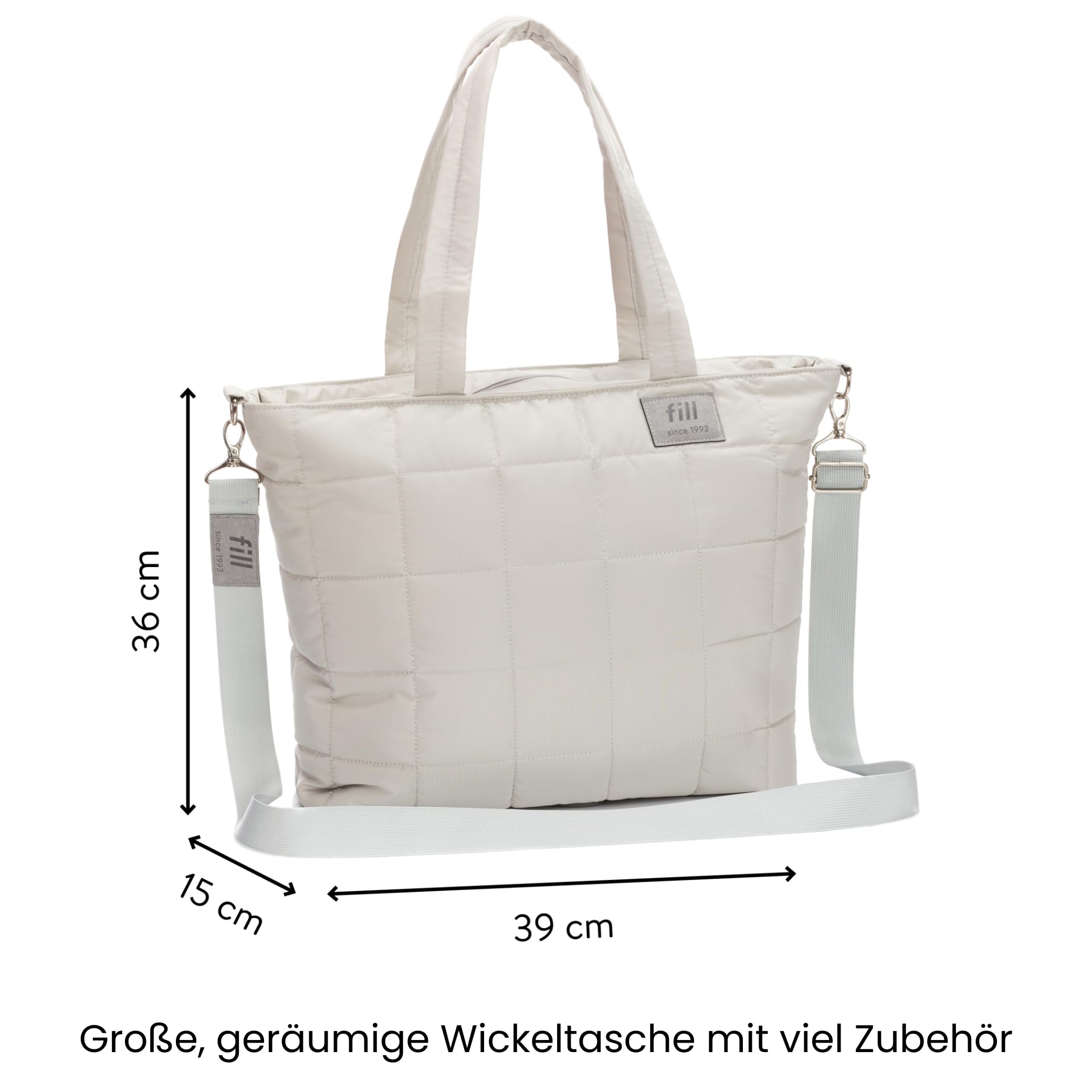 Fillikid Wickeltasche Kinderwagen Organizer Exclusiv | Wickeltasche Organizer, Weekender Damen | Elegante Steppoptik, Kinderwagenhaken, Flaschenwärmer | Windeltasche mit Wickelunterlage für unterwegs