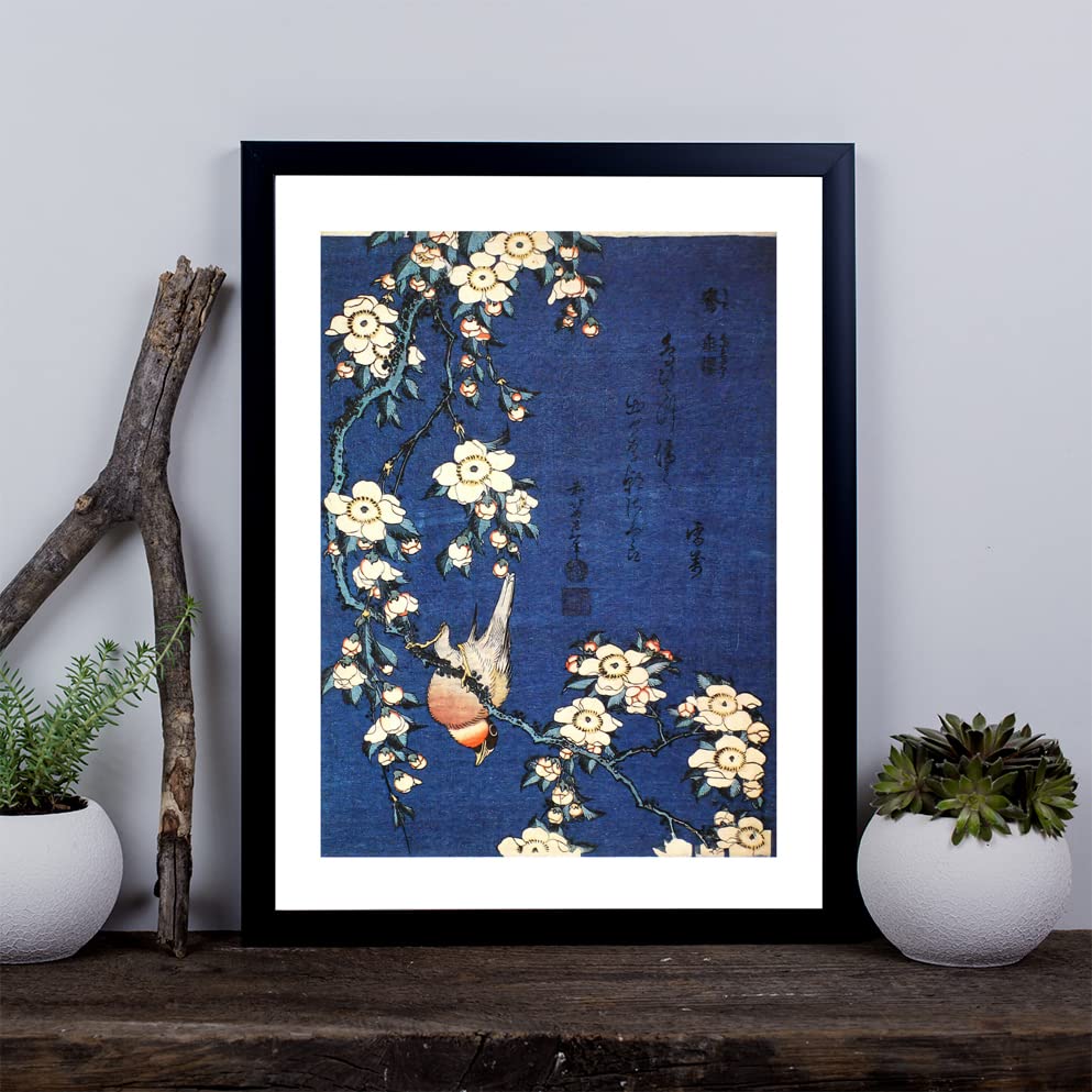 Impresión de pared Jilguero y cerezo de Hokusai, póster giclée grande de gran acabado 3