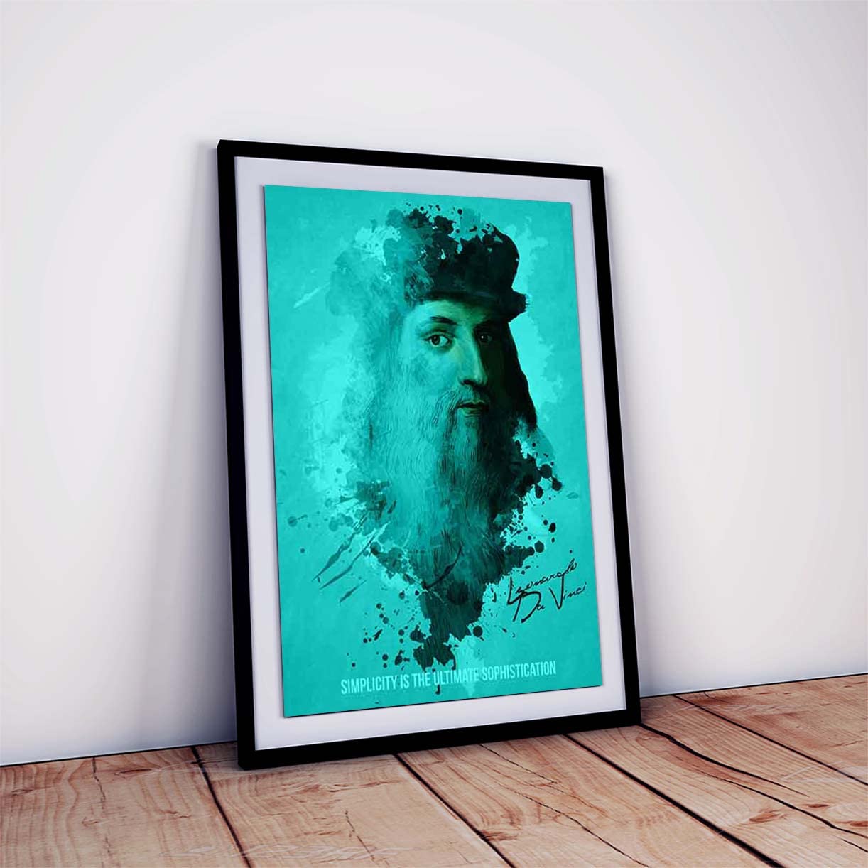 One click creationsLeonardo da vinci Poster with Frame for Room and Home Décor HD Print Quality (Multicolor, 12 X 18 inch, Framed)