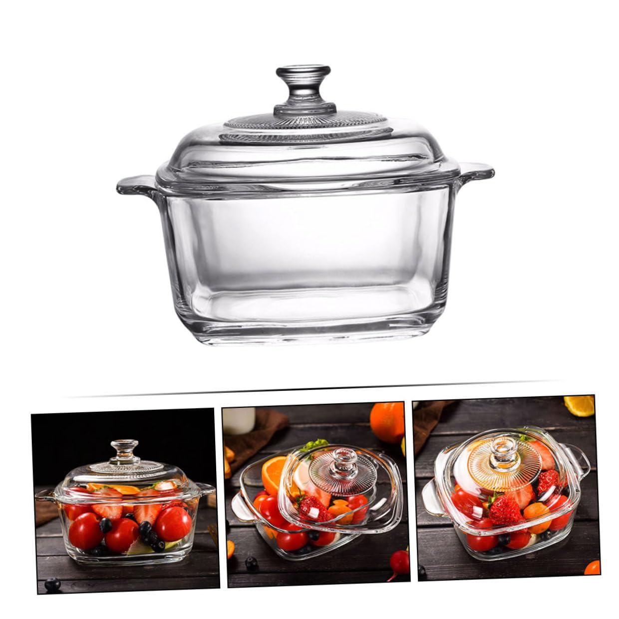 VALICLUD 1l Mikrowellengeeignete Glasschüssel mit Deckel Dickwandige Rissfeste Suppenaufbewahrungsschüssel im Kristallklaren Design für Tisch und Snackbar