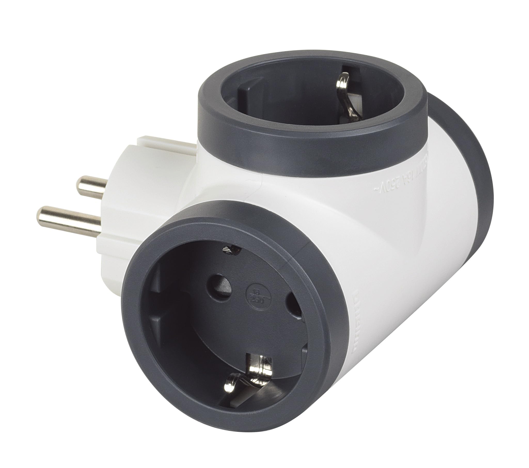 Bticino S3626D Adapter 3 Schuko Steckdosen Deutscher Standard Großer Stecker 16A Mehrfachstecker 3-seitig Mehrfachsteckdose bis 3500W Mehrfachadapter Platzsparend Matt