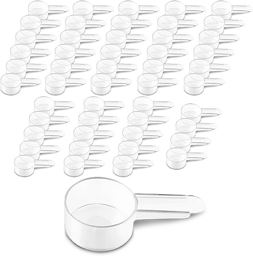 Miniatura 1 de Juego de 50 cucharadas medidoras con cuchara de café de mango corto, 1 cucharada (0.5 onzas líquidas), cucharadas de plástico transparente para