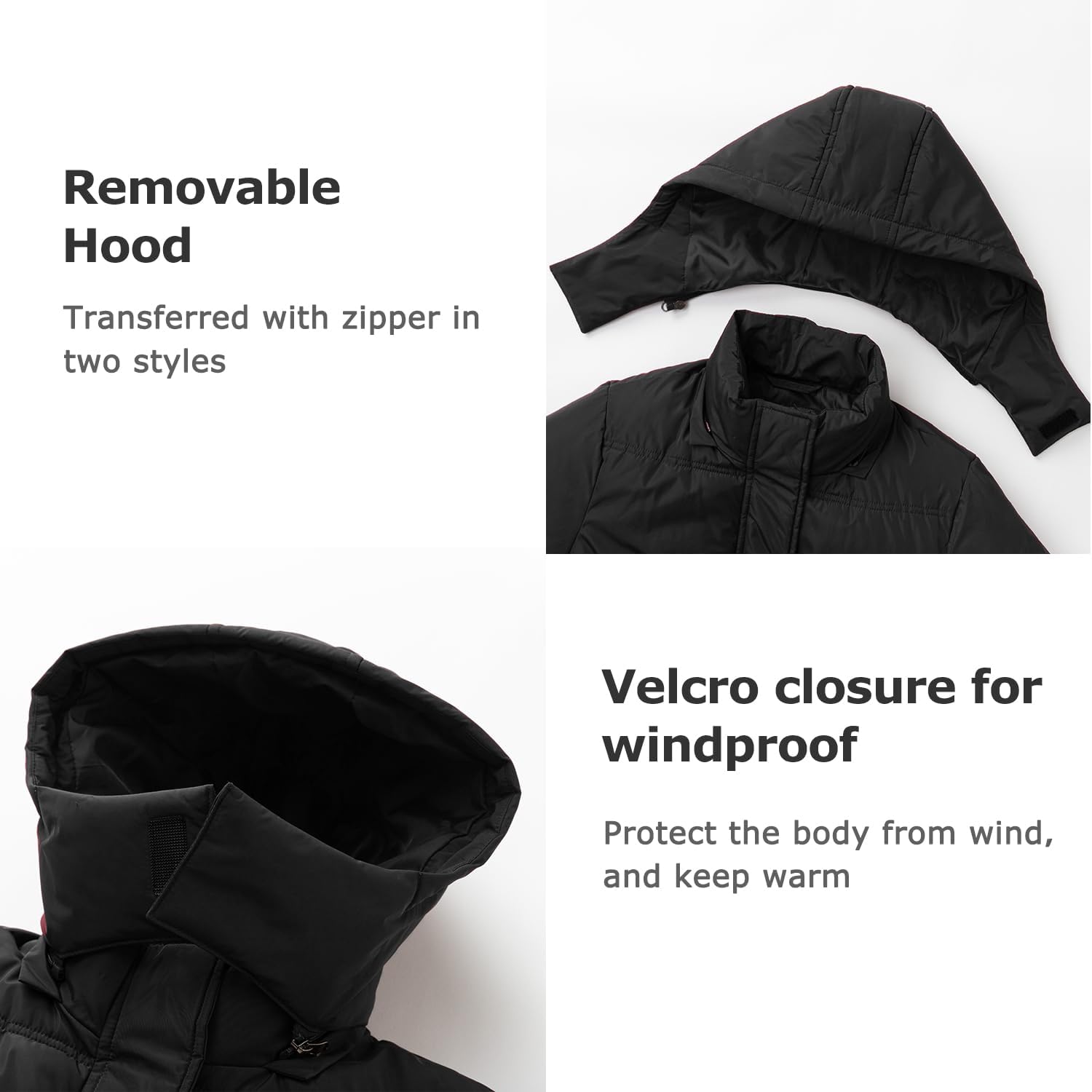 Women's Winter Coats Quilted Puffer Jacket Warm Snow Coat with Removable Hood - Image 6