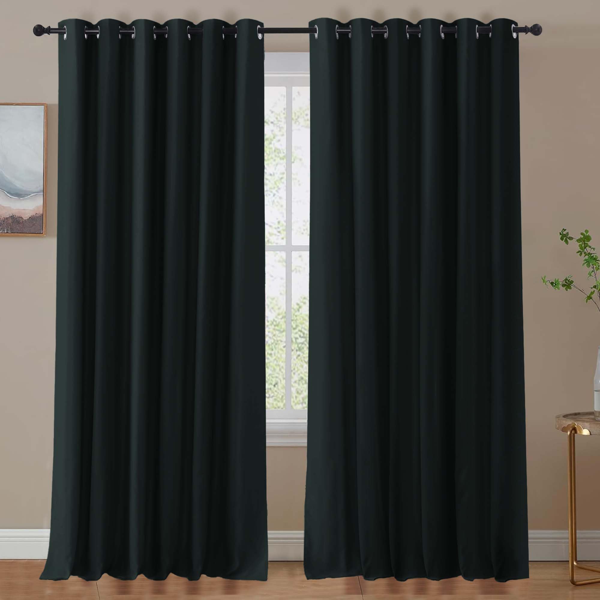 Aspire Homeware Blackout Curtains for Bedroom Eyelet Black Curtains 90x90 Drop Ring Top Super Soft Living Room Window Curtain with Two Tie Backs Pair Panels โ image 1