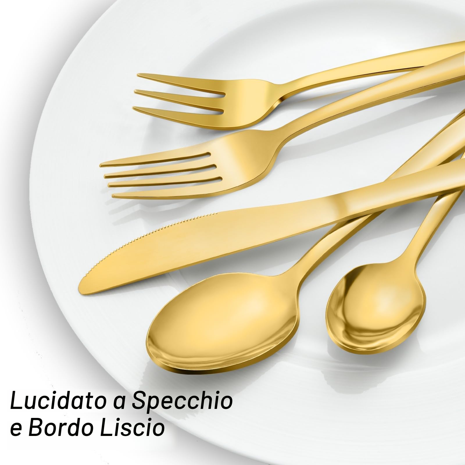 Set posate 12 persone, Pleafind 72 pezzi set di posate oro, posate acciaio inox con coltelli da bistecca, incluse forchette, cucchiai, coltelli, lavabili in lavastoviglie