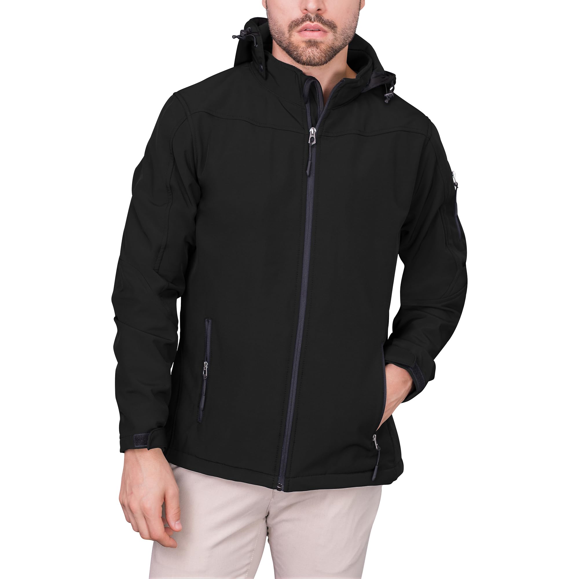 HRM 1101 HRM Veste à Capuche Softshell Hommes I Blouson Homme Premium Imperméable I Colonne d’Eau 5000mm I Veste fonctionnelle I Vêtement de Travail I Habits Homme Haut de Gamme et Durables Homme