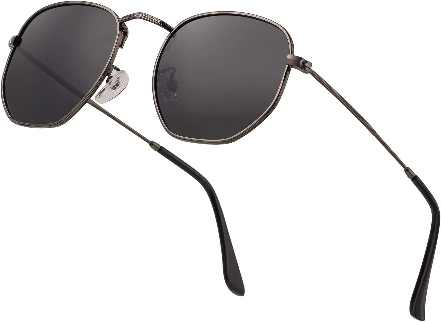 Hipster Hexagonal Polarized Sunglasses Men Women Geometric Square Small Vintage Metal Frame Retro Shade Glasses