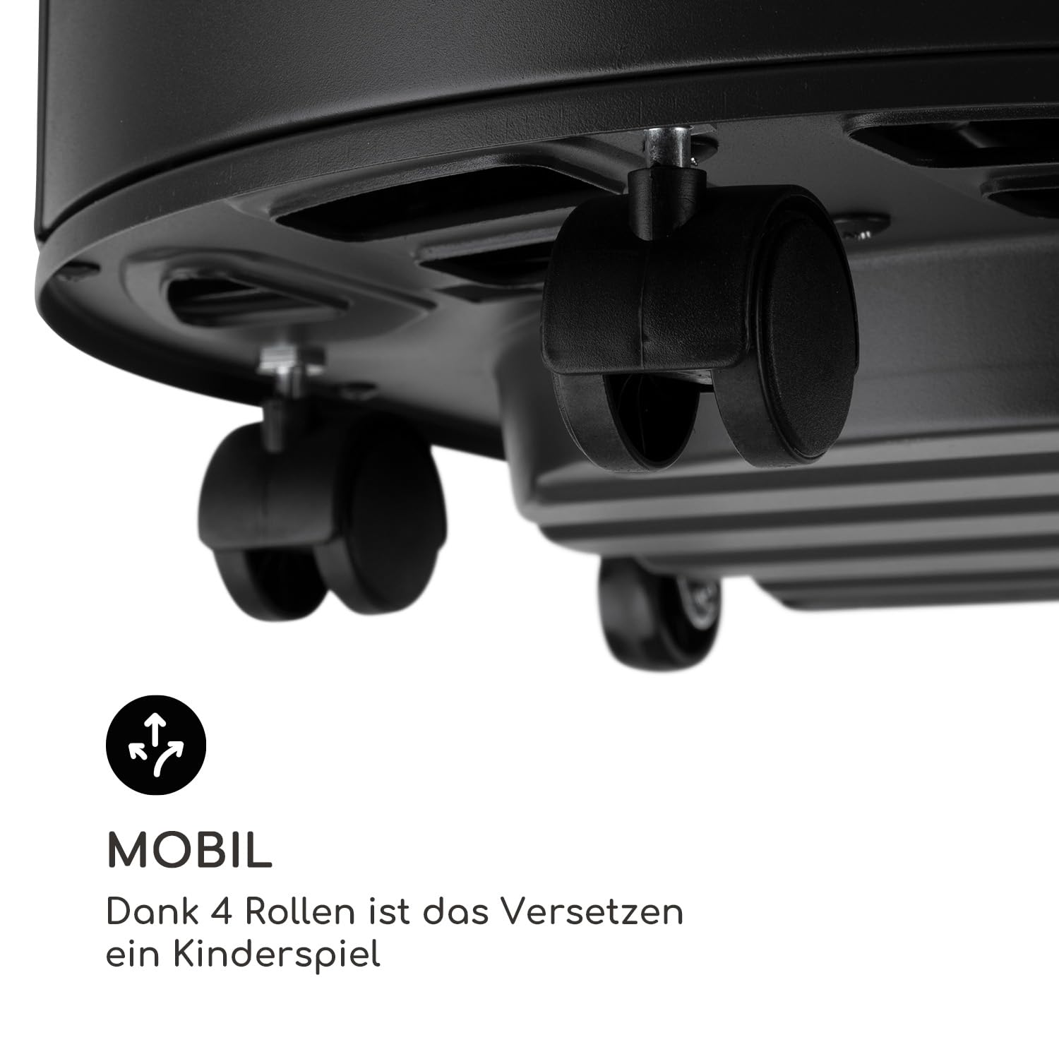 Blumfeldt Terrassenheizer, Outdoor-Gasheizstrahler, Gasheizofen für Garten & Balkon, Terrassen-Heizer mit Elektrischer Zündung, Kraftvoller Gas-Heizstrahler mit Bodenrollen und Handgriffe