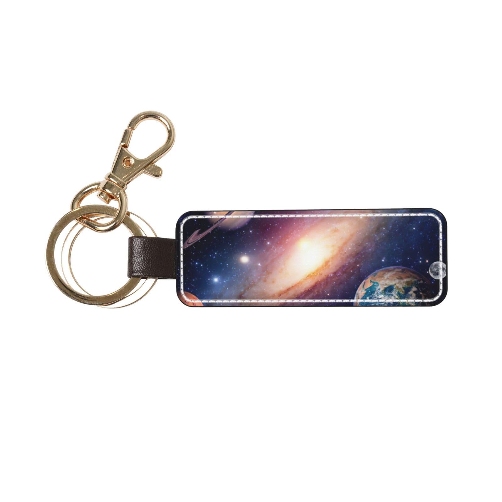 EdWal Universe Galaxy Outer Space Print Leather Key Chain, Stylish Car Keychain, Home Keychain, Universal Key Fob For Women