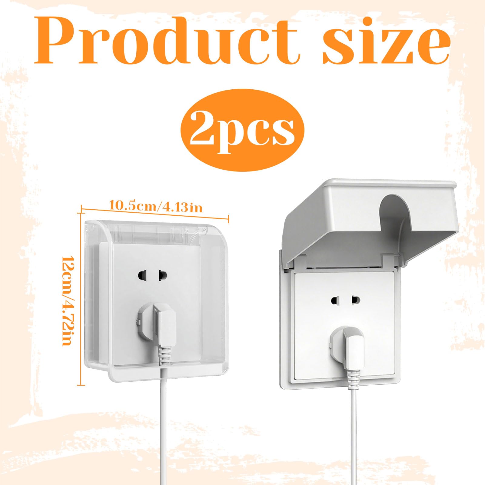 2Pcs Socket Cover Box,Plug Socket Cover,Single Socket Cover,Plug Socket Covers UK,Waterproof Splash Plugs Guard Covers for Home Baby Pet Safety(White + Transparent) - Image 2