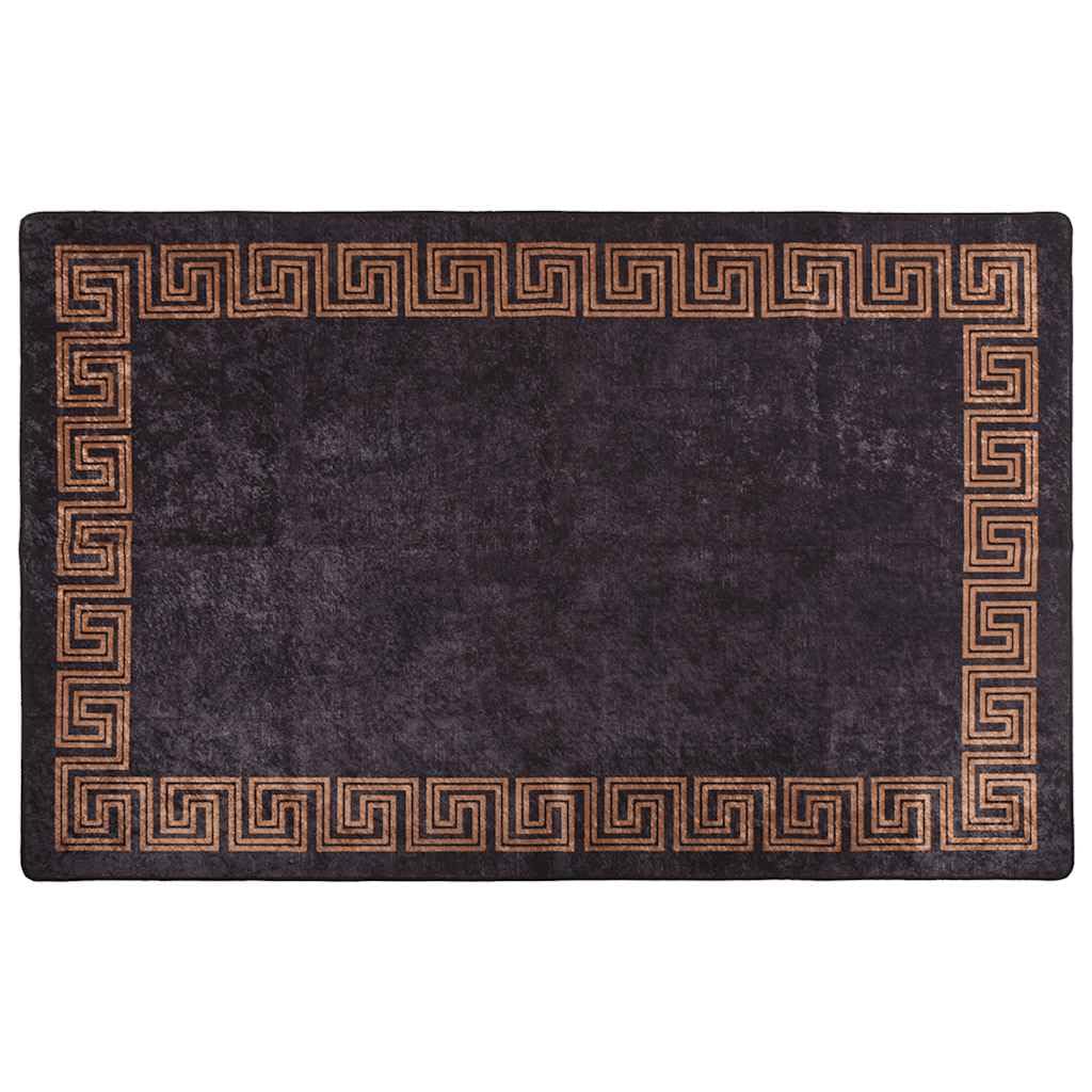 Tapis salon 160x230 noir et or rectangulaire velours lavable salle à manger