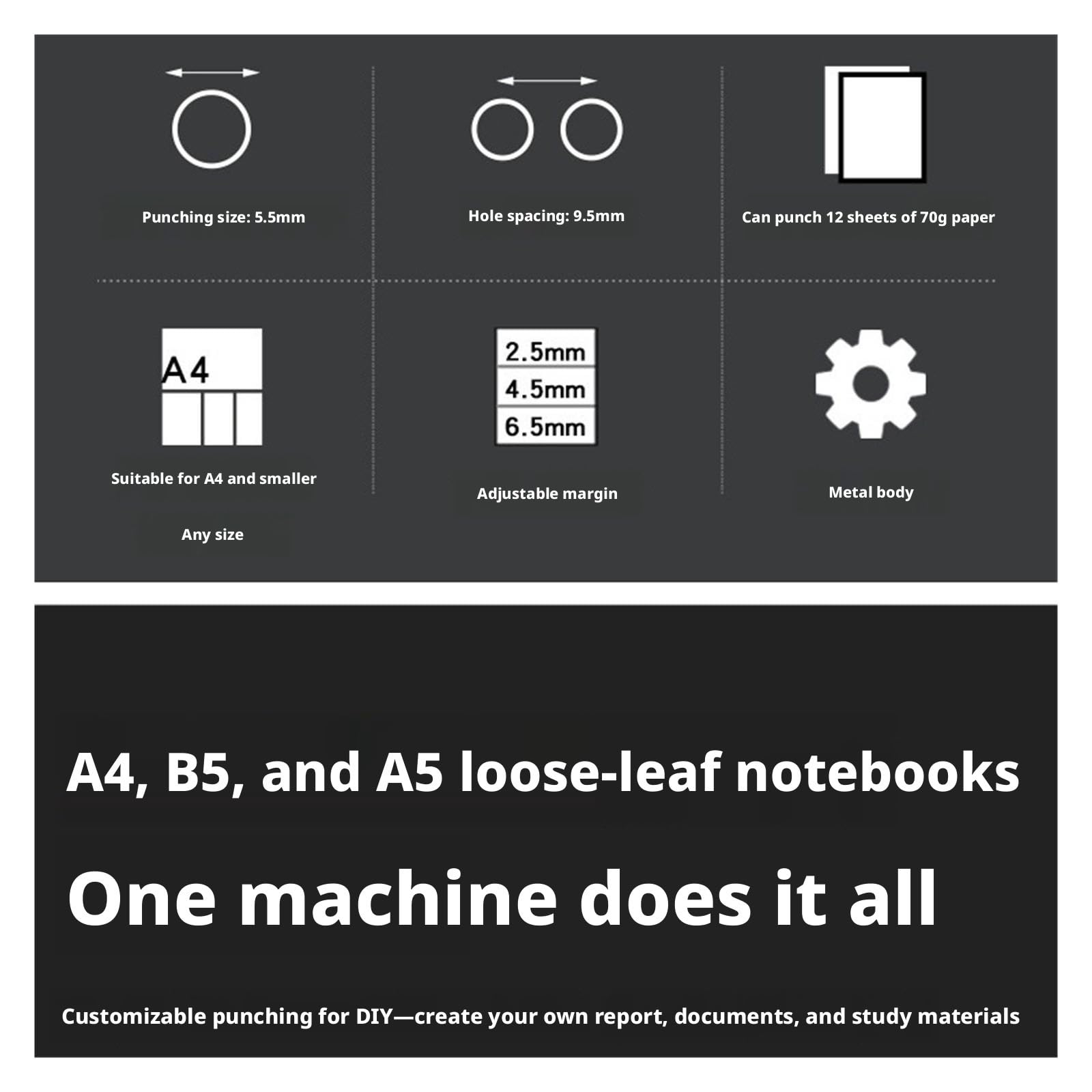 Manuale A4 Hole Punch Wire Binding Machine per rapporti, contratti, libro che fa ufficio scuola casa