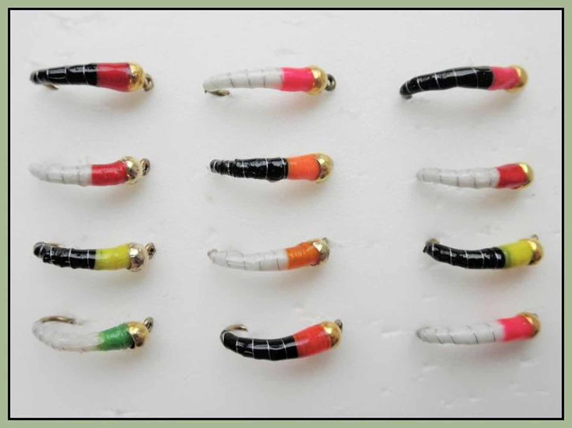 12 BARBLESS Goldhead Buzzer Trout Flies - Okey Dokey - Mixed Colours (12)
