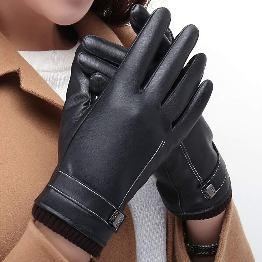 Touch Screen Coppia Guanti Uomo Inverno Pu Guida Ciclismo Impermeabile Outdoor Plus Velvet Ladies Guanti, (1 Coppia)