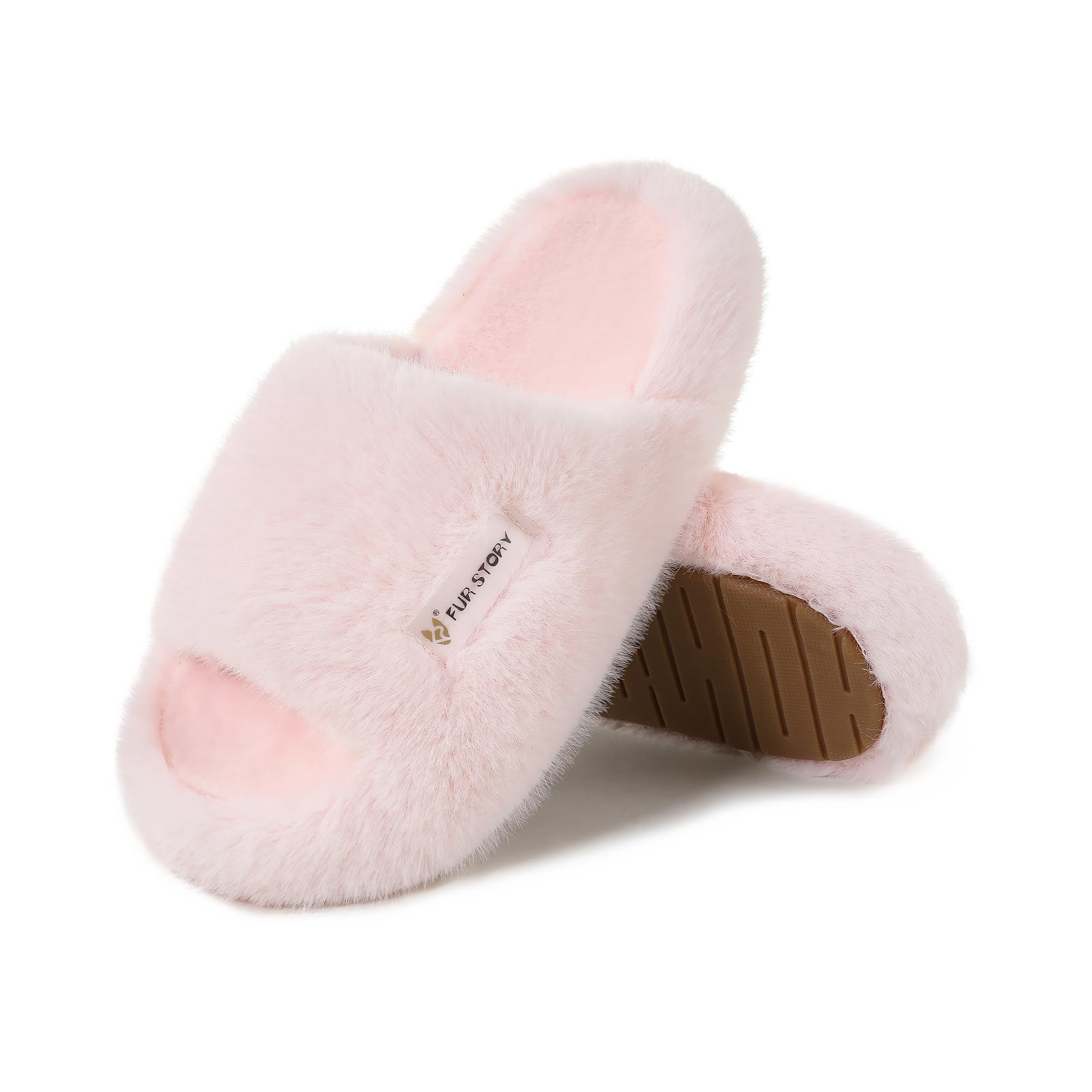 Women's House Slippers Fuzzy Platform Slides Faux Fur Fluffy Sandals Winter Memory Foam Cloud Footwear Latex Insoles