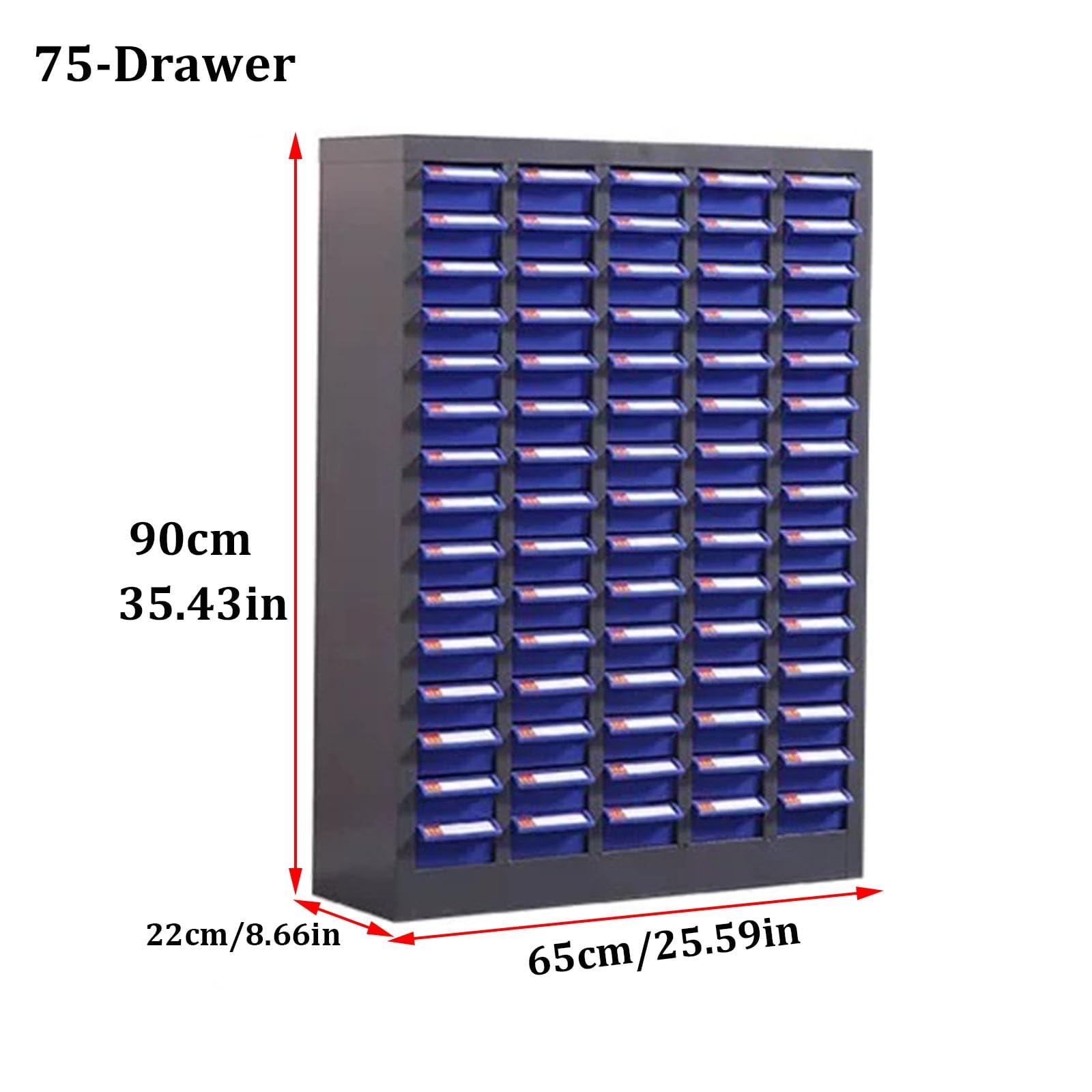 Armario organizador de piezas, de acero, para tornillos y tuercas,con cajones antideslizantes y divisores ajustables,para tornillos,ferretería,piezas pequeñas y uso doméstico(Gray,75-Drawers)