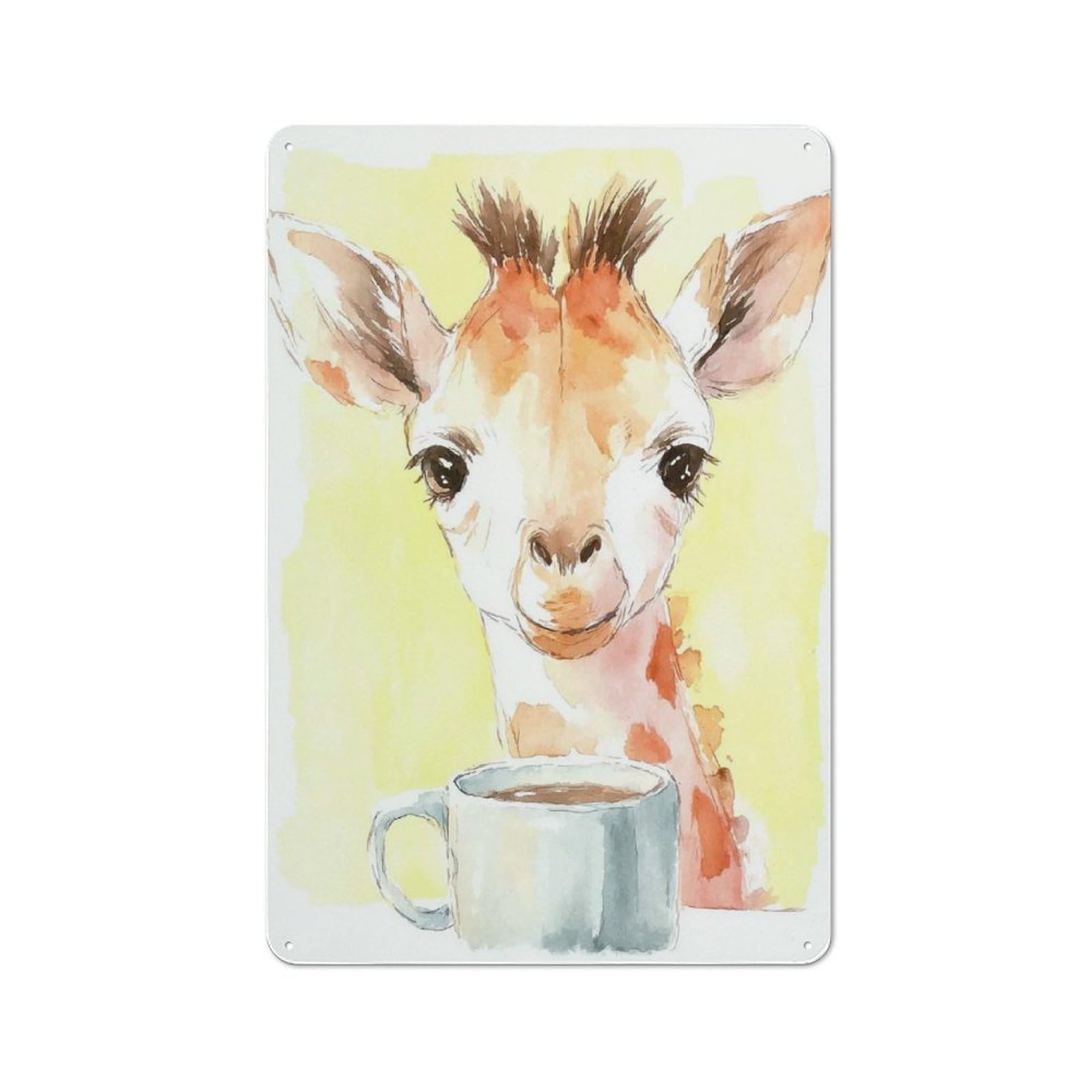 Junmoney Giraffe With Coffee Tin Wall Plaque 30X20cm With For Man Cave Or Games Room, A New Home Present For Leisure-Room Decor Enthusiasts