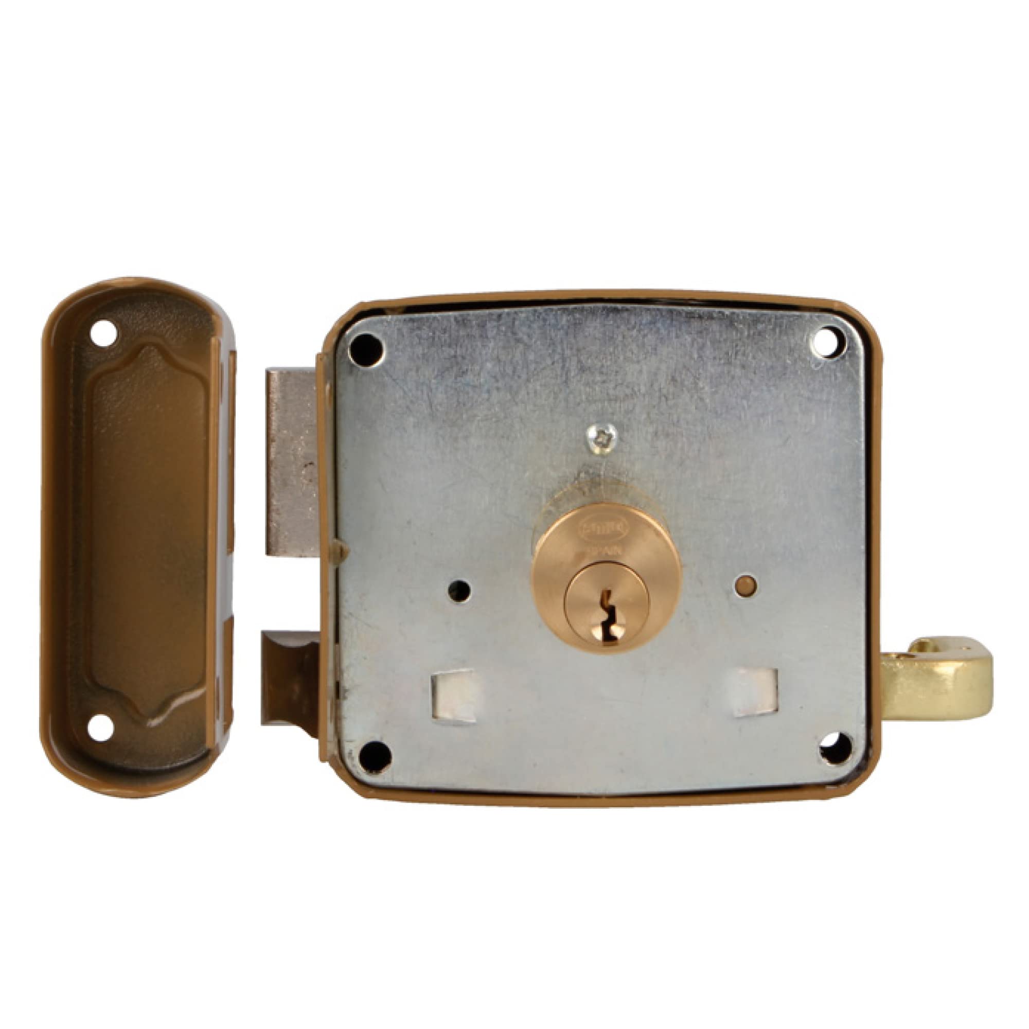 Amig - Mortise Lock Made Of Steel For Doors With High Security Cylinder For Outdoor And Indoor | 90 X 154 Mm, Cylinder 50 Mm - Gold | Anti-bumping | Anti-drilling