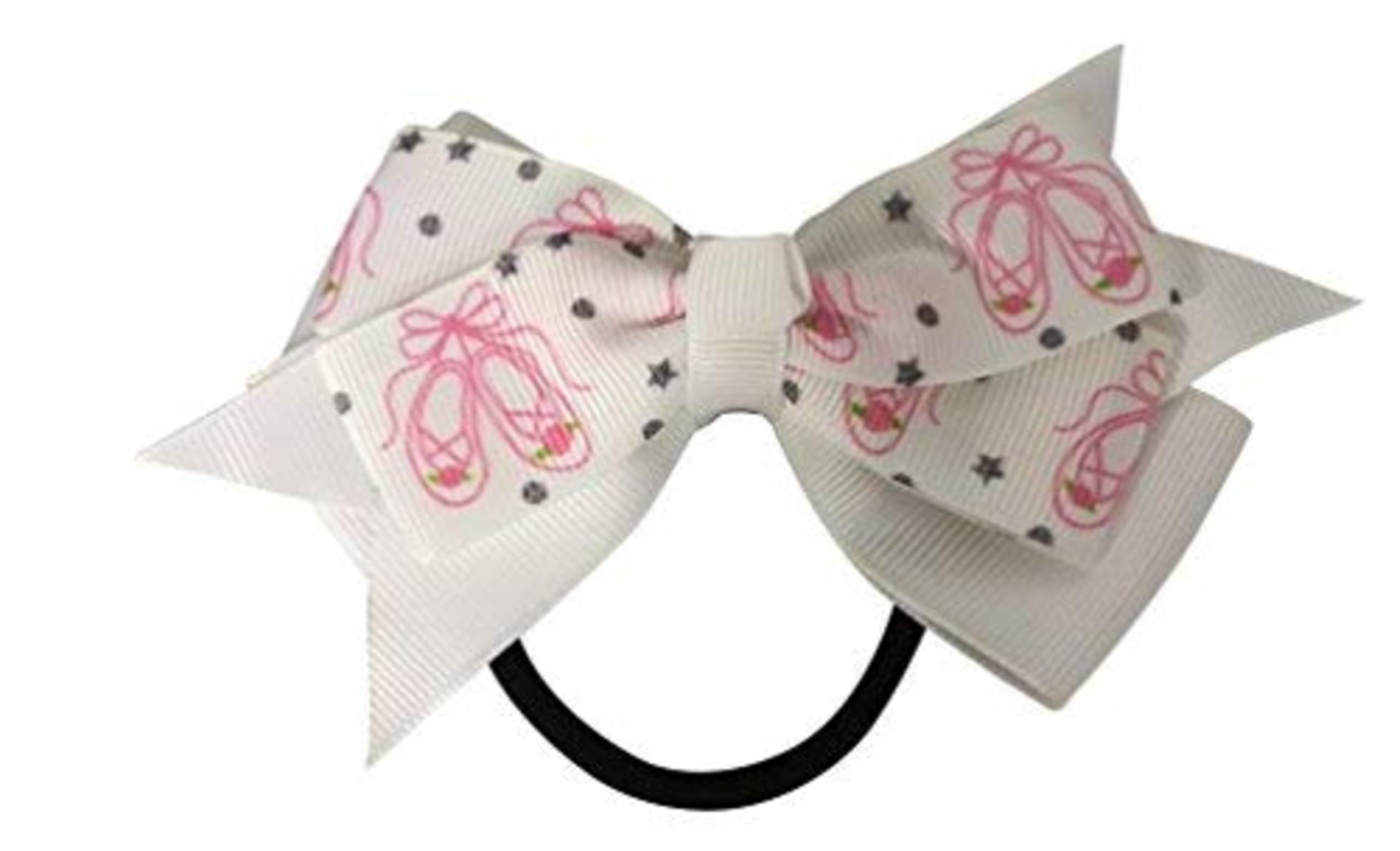 Sportybella - Dance Accessories, Hair Bow with Pink Ballet Slippers Design, Ponytail Holders - Gift for Dancers and Dance Enthusiasts, Hair Elastics