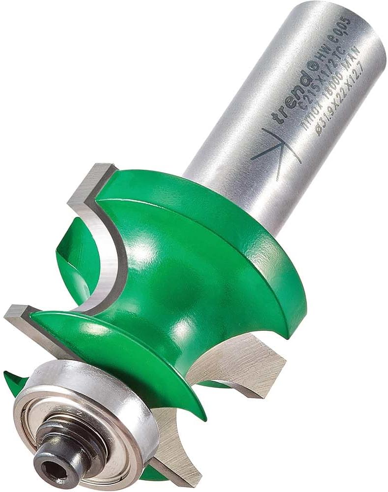 Trend CraftPro Bearing Guided Corner Bead Cutter Router Bit, 1/2 Inch Shank, 1 1/4 Inch Cut Diameter & 7/8 Inch Cut Length, 9/32 Inch Radius, TCT, C215X1/2TC