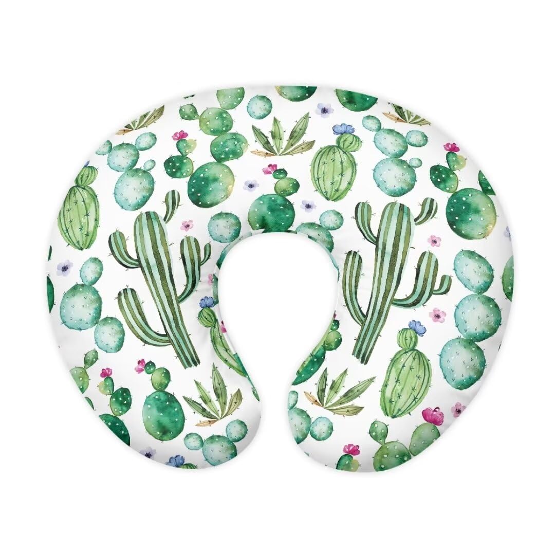 Jeiento Green Cactus Nursing Pillow Covers Pillowcase Stretchy Positioner Case Comfortable Feeding Pillow Covers for Breastfeeding and Bottle Feeding