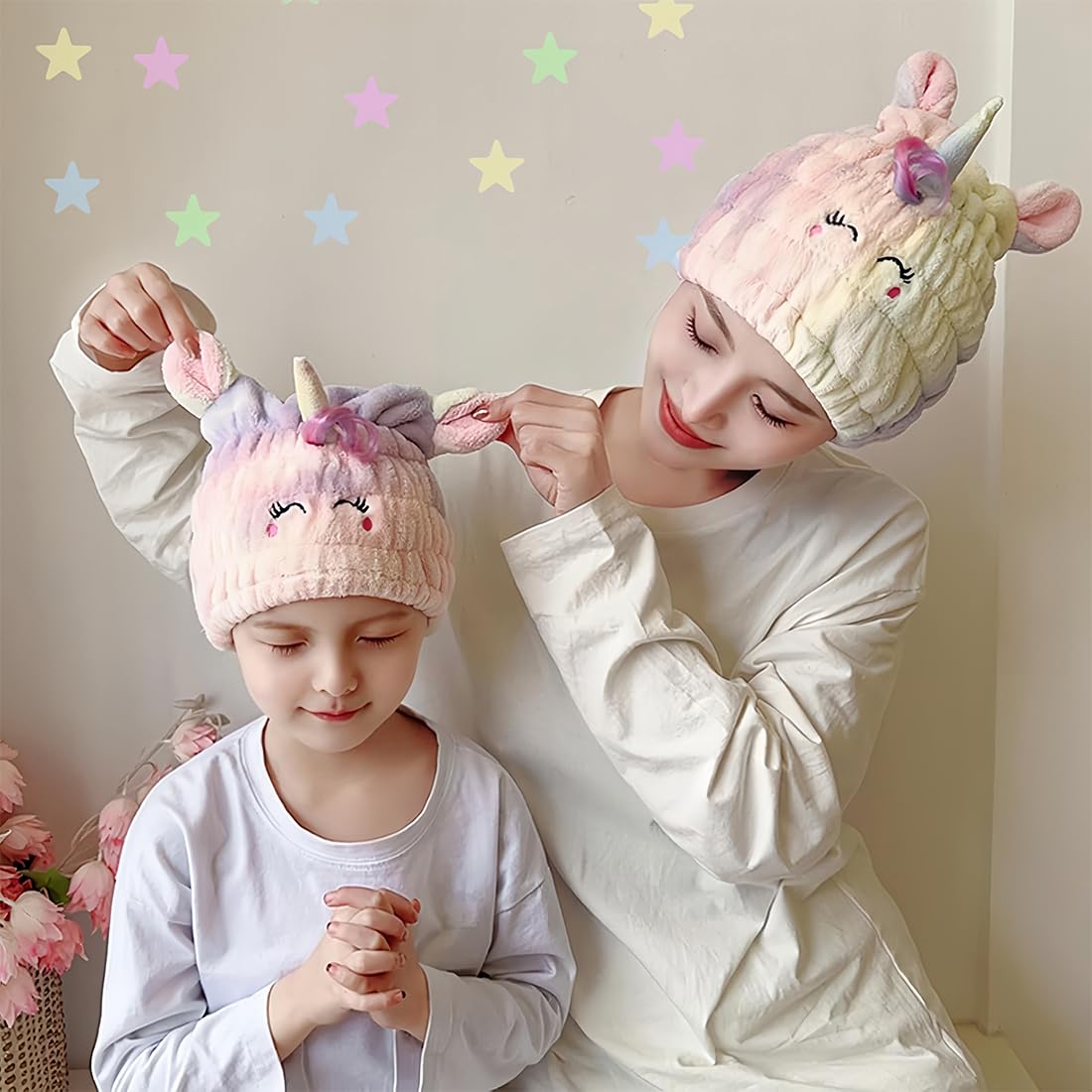 Unicorno Asciugamano Capelli Turbante, Asciugamano Microfibra Capelli Bambini, Morbido Turbante Asciugacapelli, Asciugamano per Capelli Donna Ragazze Corti