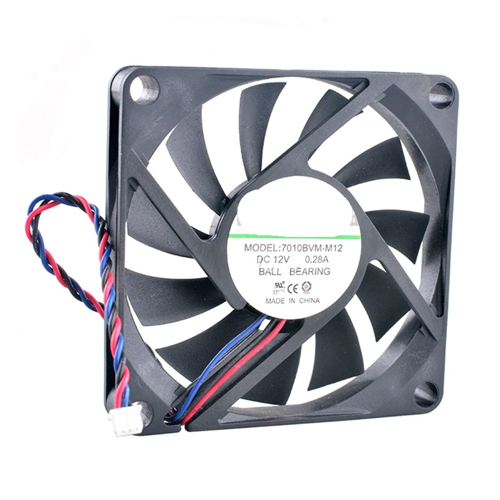 JJKKOZVQF 7010BVM-M12 7cm 70mm fan 70x70x10mm DC12V 0.28A 3pin Ball bearing cooling fan