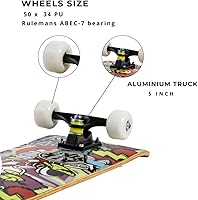 Vista 5 de Patineta para principiantes, 31 pulgadas, patineta completa para niños, adolescentes y adultos, 8 capas de arce de doble patada Cruiser patineta