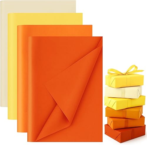 Koogel 112 piezas de papel de seda naranja, papel de seda de color otoño de 20 pulgadas, papel de regalo a granel para manualidades, manualidades,
