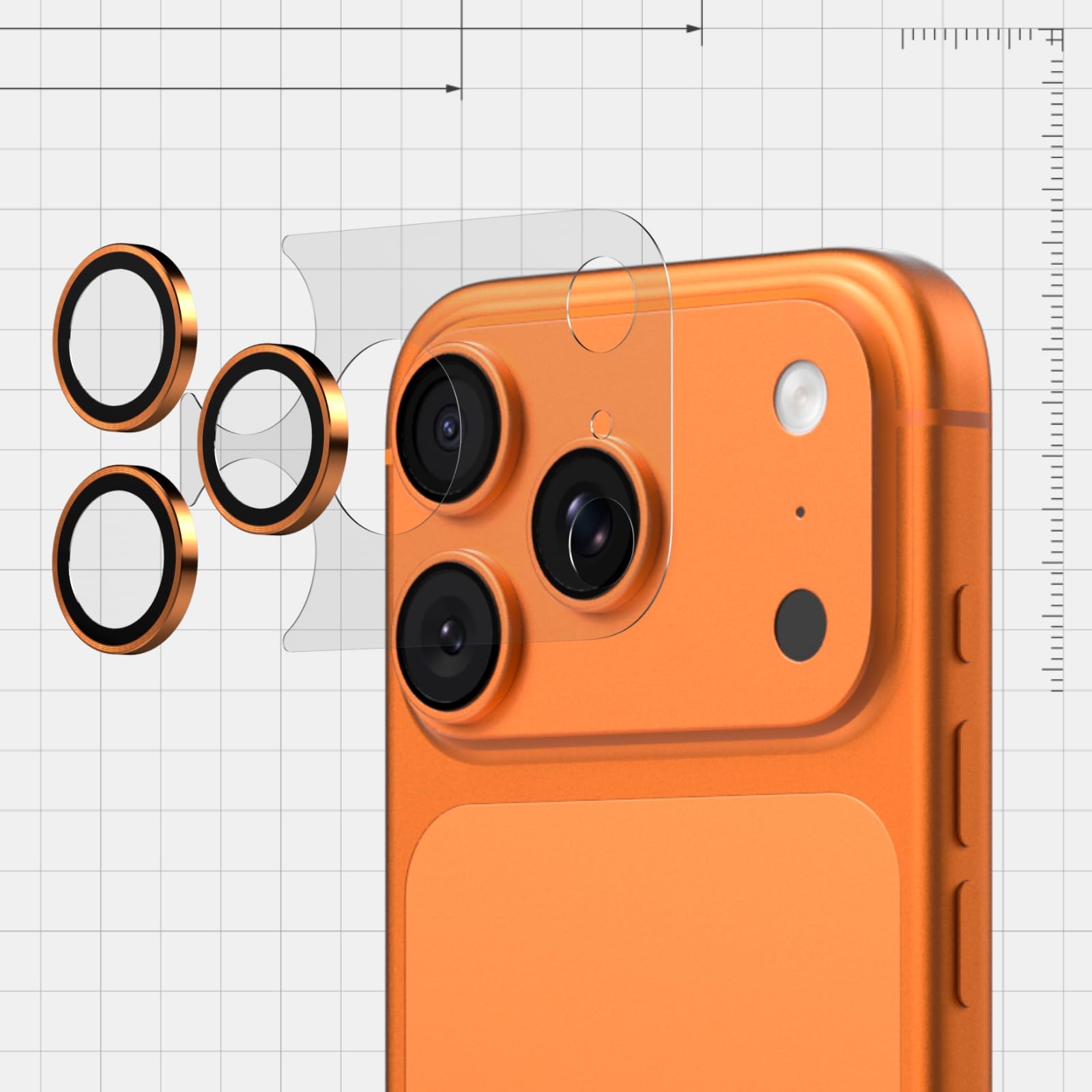 RhinoShield Kit de Protectores de Lente para iPhone 17 Pro MAX | Protector de lentes y base de cámara, cobertura completa, resistente a arañazos con marco de alineación.