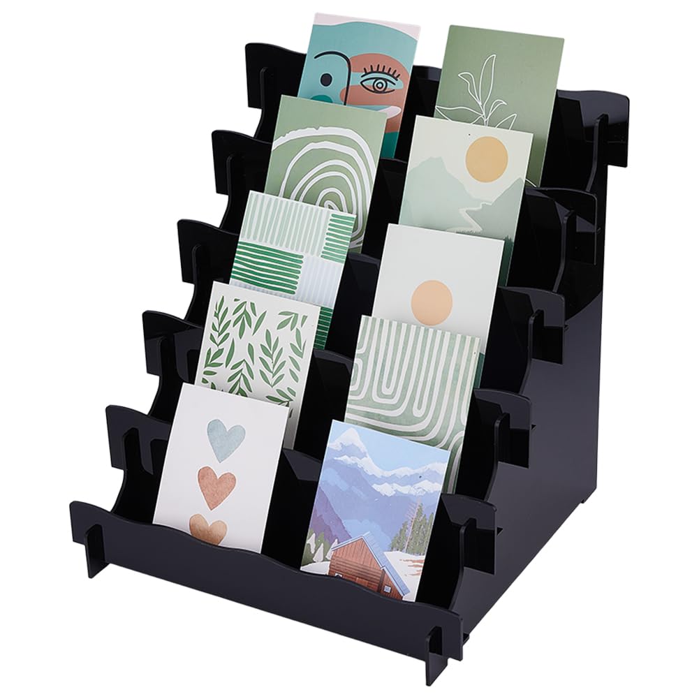 Présentoir de cartes de trading noir à 5 niveaux pour stands de vente