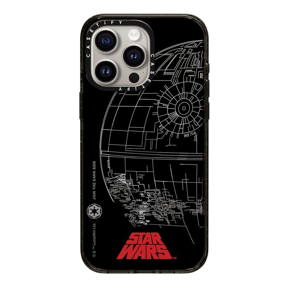 CASETiFY Impact iPhone 15 Pro Max Case [Star Wars Co-Lab / 8.2ft Drop Protection/Magsafe] - Death Star - Clear Black