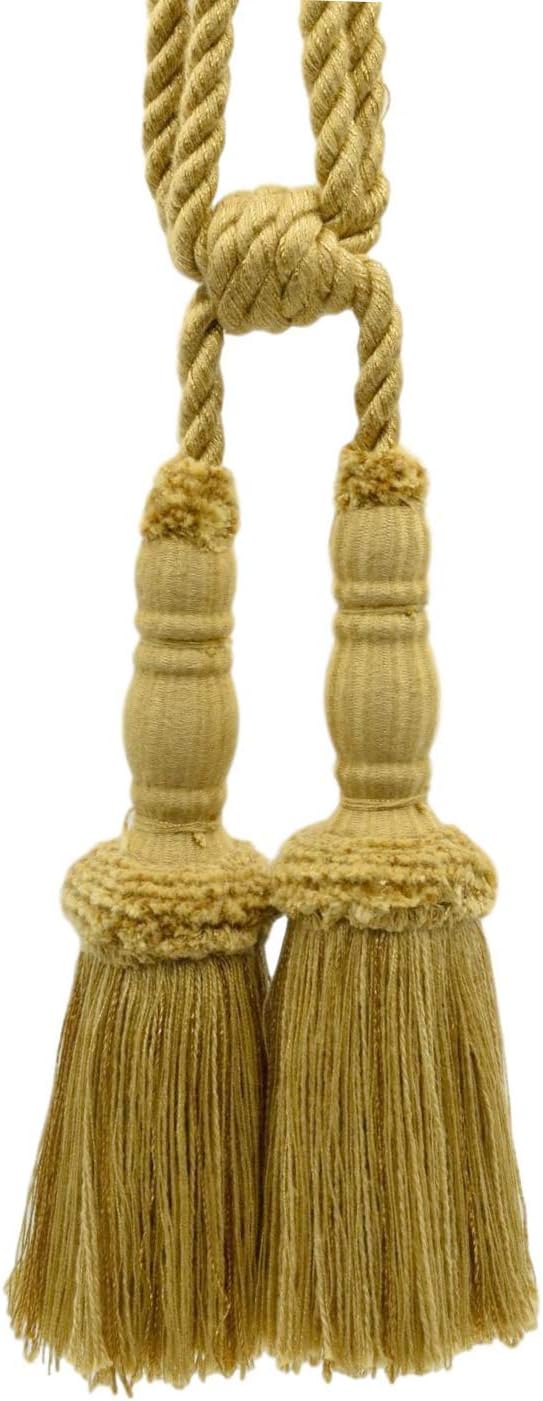 DÉCOPRO Set of 4 / Beautiful Double Tassel Tieback / 8 inch Tassel, 29 inch Spread/Style# TBC8-2 Color: Antique Gold - C4