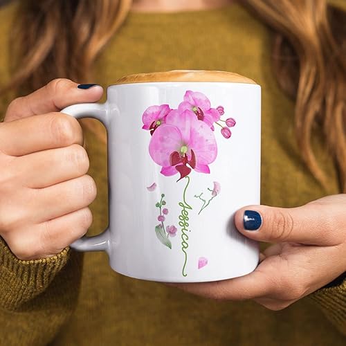 Miniatura 47 de CUBICER Tazas de café personalizadas, diseño de flor de peonía, tazas de cerámica blanca, taza de viaje grande, vaso para beber, regalos de Navidad
