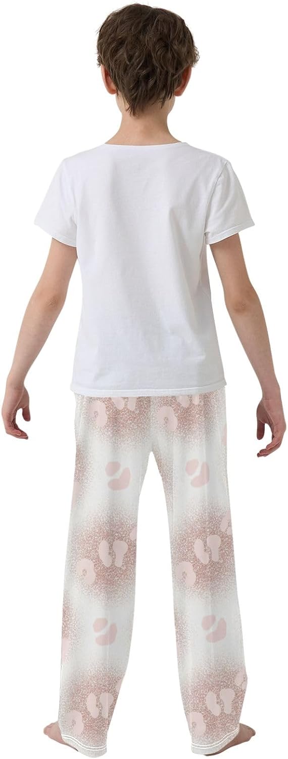 Rose Gold Leopard Pajama Pants Soft Modal Lounge Sleepwear, Elastic Waistband and Side Pockets