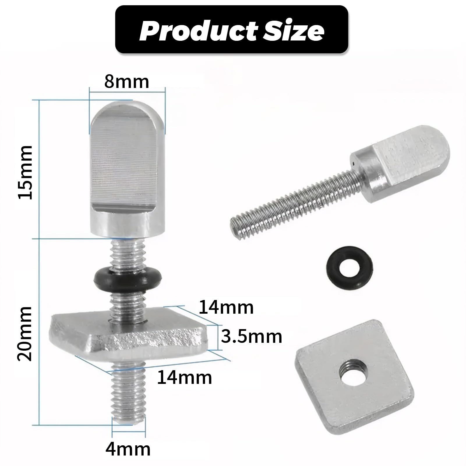 MAEXUS 4 tornillos de aleta para tabla de surf de acero inoxidable 316, M4, tornillos para tabla de surf con anillo de silicona, tornillo de bloqueo de aletas, tornillos universales para tablas de