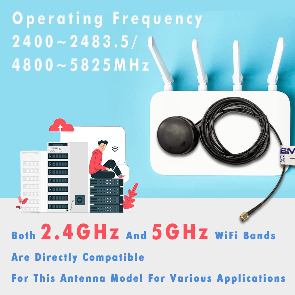 WiFi Antenna Dual Band 2.4GHz 5.8GHz 10 DBI RP-SMA Router For PCI-E - Foto 8