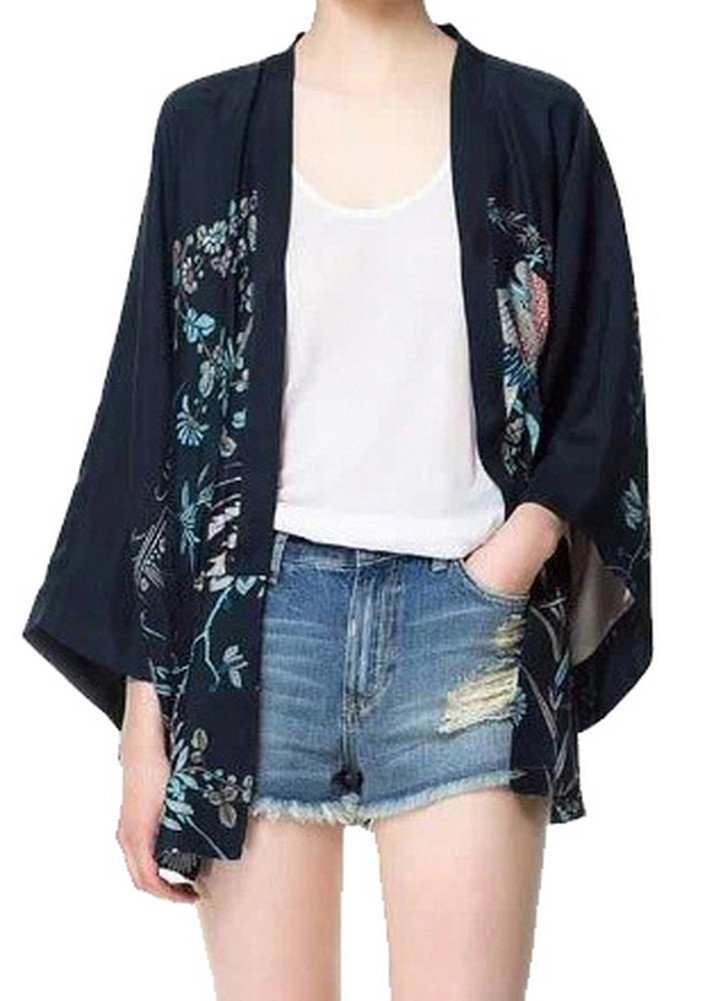 Vintage Retro Women Ethnic Phoenix Loose Style Kimono Cardigan Jacket Coat