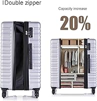 Vista 3 de Juego de equipaje de 4 piezas juegos de equipaje ABS rígido con bloqueo TSA con ruedas giratorias de viaje plateado