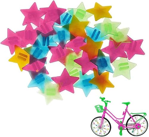 Radios de rueda de bicicleta de estrella con cuentas de clip de plástico para bicicleta, radios coloridos para bicicleta, decoraciones para niños,