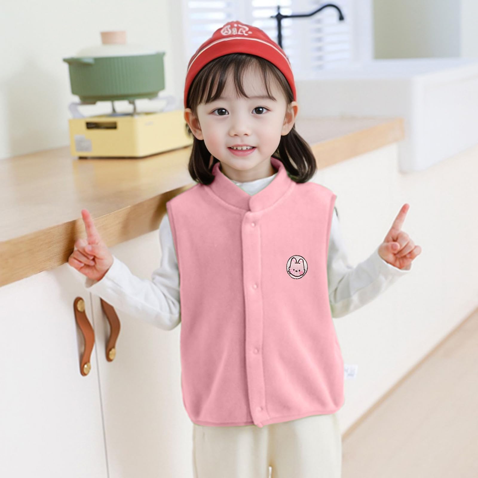 Generisch Chaleco de dibujos animados de invierno para niños y niñas, chaqueta de abrigo para niños, abrigo de forro polar, chaqueta sin mangas para bebé 86