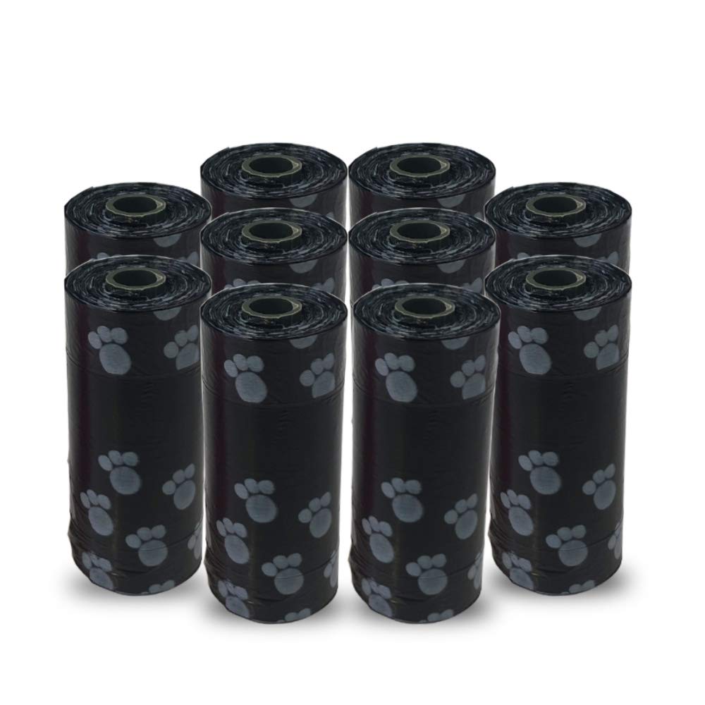 FadaStore Dog Poop Bag, Unscented, Rip-Risistant, Leak-Proof Eco-Friendly and Biodegradable, Waste Bag for Doggie and Cat, 10 Rolls 150 Count (Black)