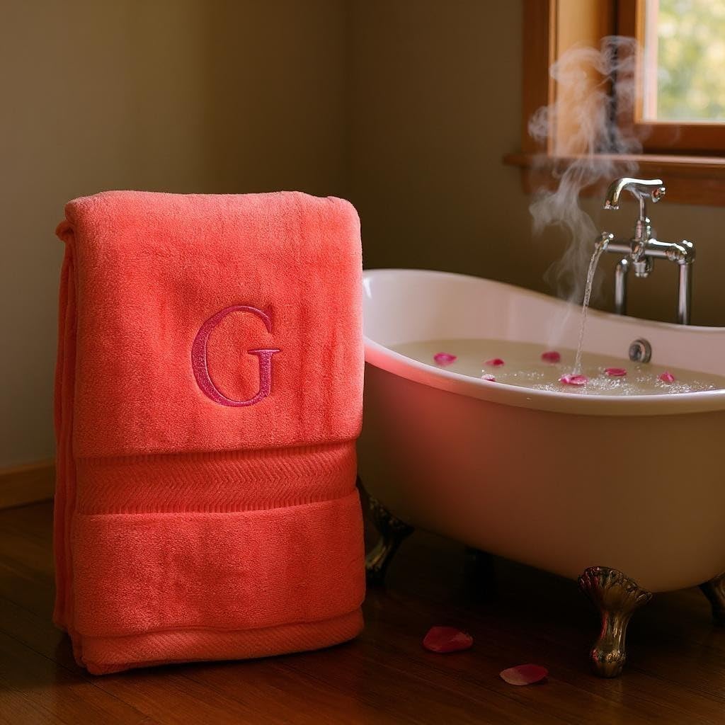 BY LORA Extra Thick and Large Bath Sheet Towel 35" x 65" - Personalized Custom Embroidered Towels - 660 GSM Terry - Silver Gray