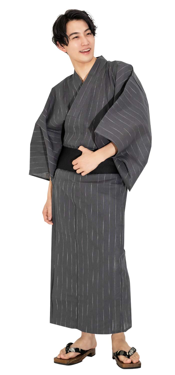 Buy KYOETSU Men's Yukata 4Piece Set C (Yukata/Kakuobi Belt/Koshihimo