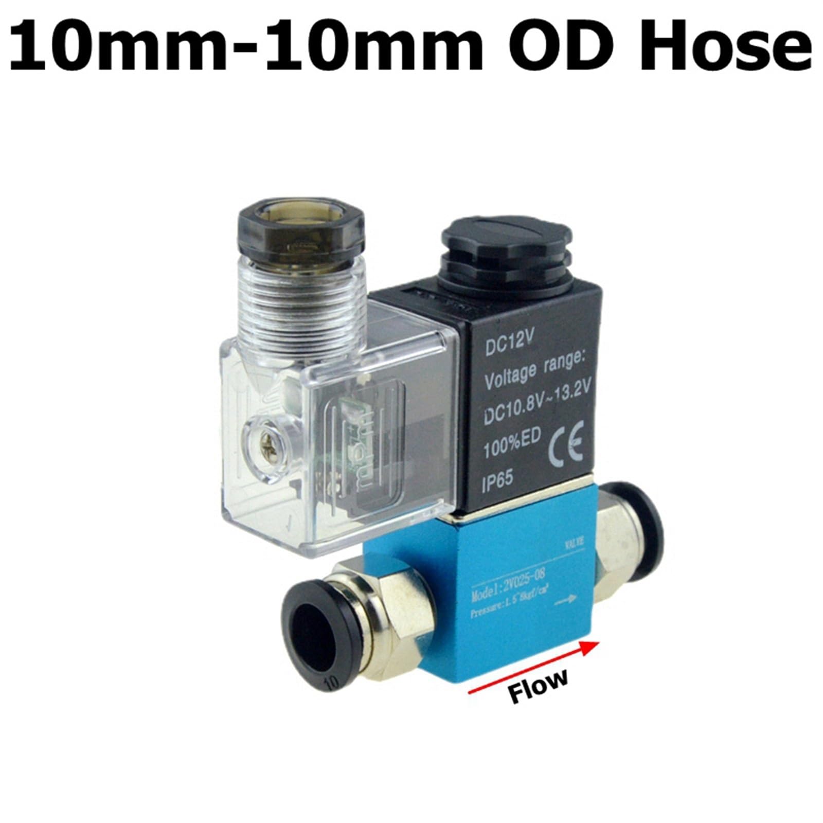 Pneumatyczny zawór elektromagnetyczny 12 V, 24 V, 220 V, 2 pozycje, 1/4 porty, 2-drożny, normalnie zamknięty, magnetyczny zawór sterujący sprężarką powietrza 2V025-08 (wąż 10 mm-10 mm, 5 V)