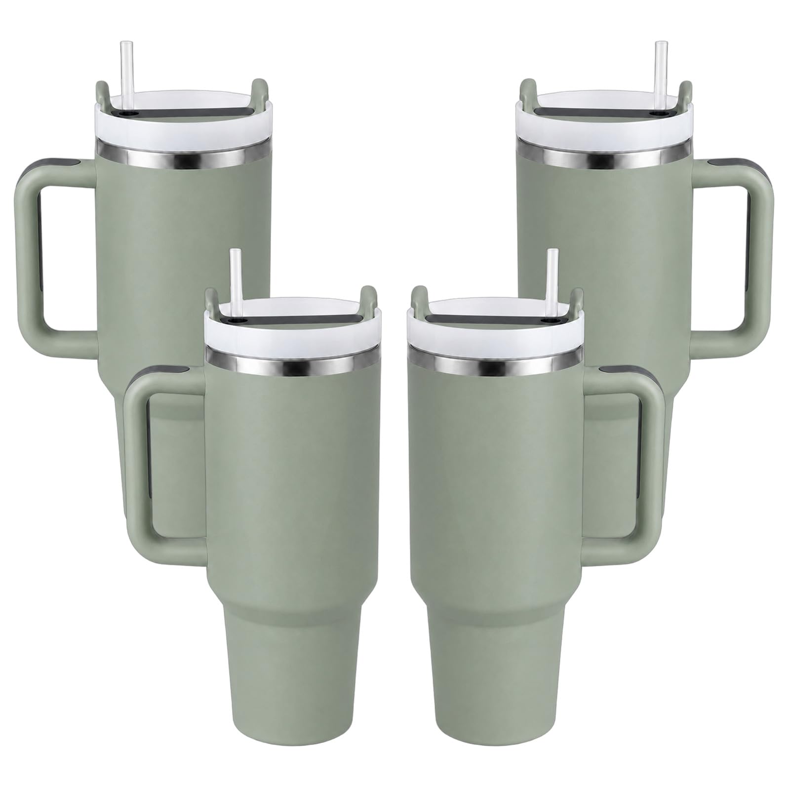 Pandance 4 Pack 40 oz Tumbler with Handle and Straw Bulk, Green