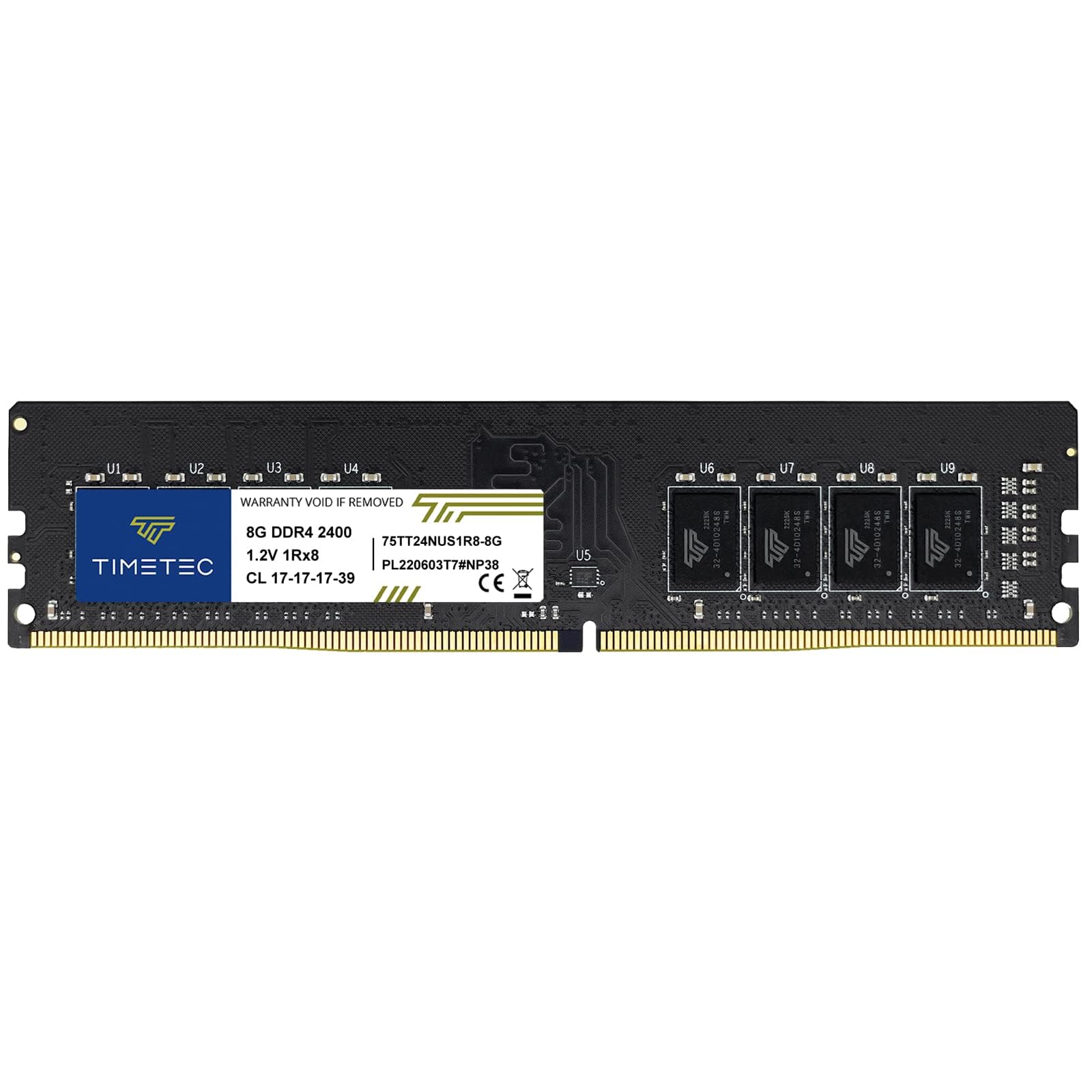 Timetec 8 Go DDR4 2400 MHz (PC4-2400T) PC4-19200 UDIMM pour PC de Bureau – Non ECC sans Tampon, 288 Broches, 1,2 V, CL17 Module de mémoire DIMM