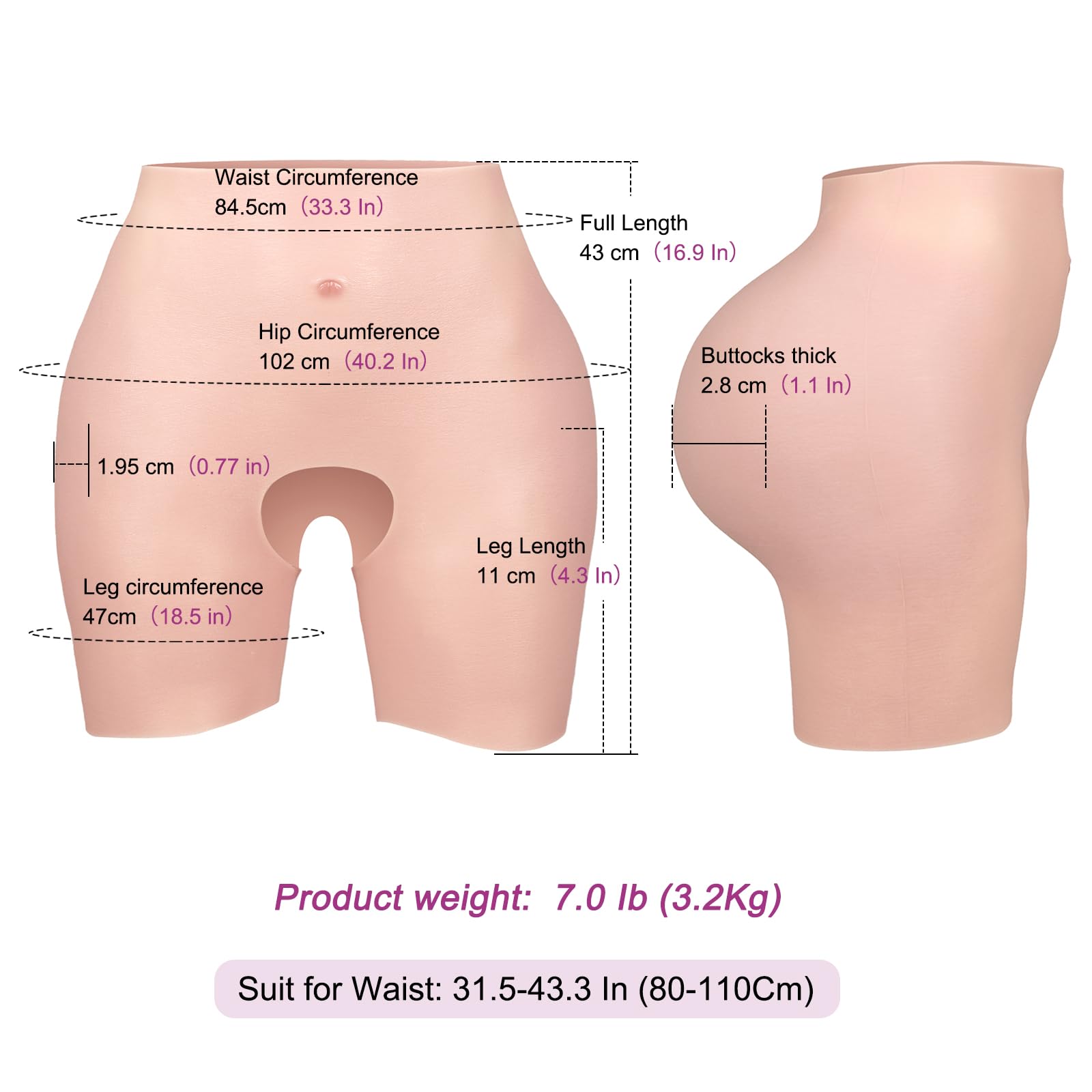 Culotte en Silicone Faux fessier Culotte transgenre Drag Queen travestis de l'homme à la Femme