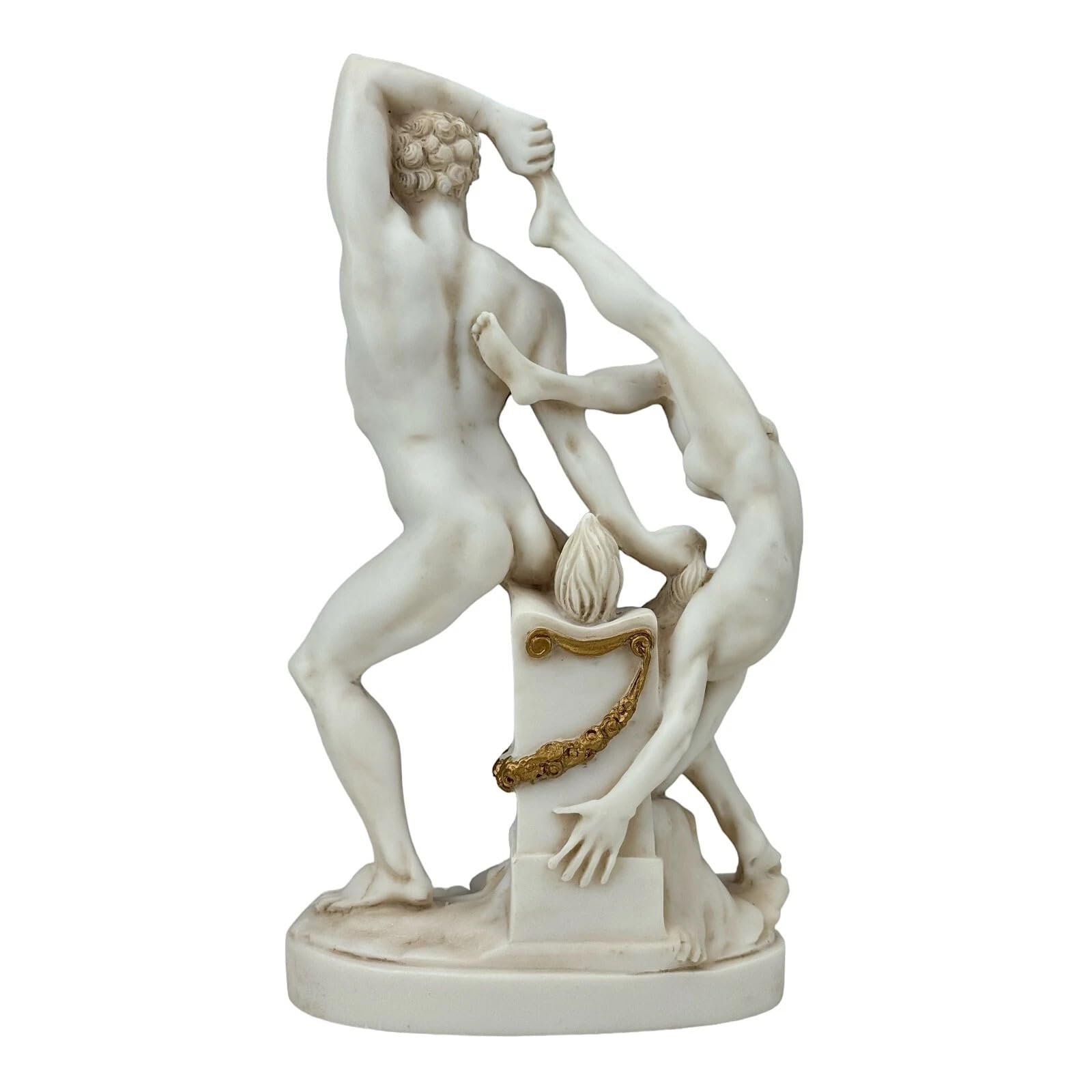 Statua della mitologia greca di Ercole che lancia lichas - Scultura in marmo fuso con finitura patina grigia, replica del museo Canova, dipinta a mano in Grecia, statuetta d'arte romana classica, 25,4