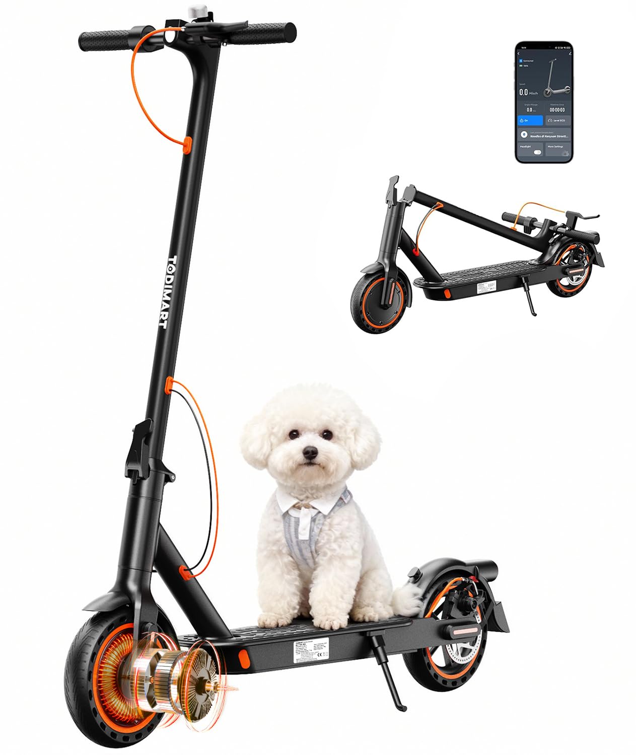 TODIMART Trottinette Électrique Adulte antivol Ultra Legere 650W 36V 7.8Ah | Autonomie 30km · Charge Max. 120kg · Pneus nid d’abeille increvables · Clignotants · Suspension · APP Bluetooth · Pliable